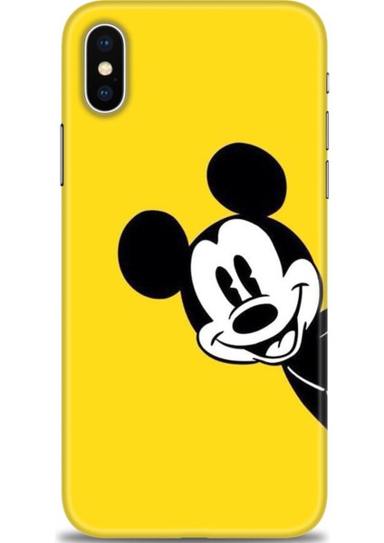 Apple iPhone Xs Kılıf Hd Baskılı - Sarı Mickey Mouse