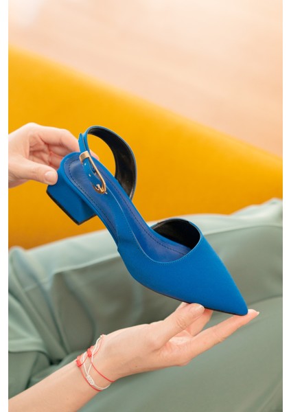 Aura Saks Mat Saten Yanı Tokalı (4 cm Topuk Boyu ) Sivri Burun Topuklu Babet Ayakkabı fiyatları