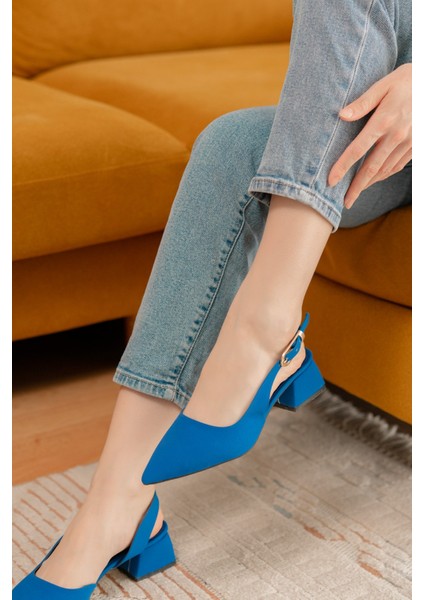 Aura Saks Mat Saten Yanı Tokalı (4 cm Topuk Boyu ) Sivri Burun Topuklu Babet Ayakkabı fırsatları