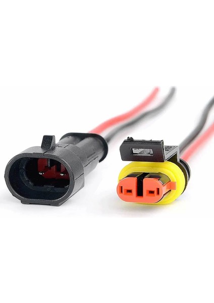 2 Pin Kablolu Su Geçirmez Konnektör Çift IP65 200MM Kilitli Erkek Dişi Kolay Bağlantı Soketi Elektrikli Bisiklet Scooter Motor Araba Yat Karavan