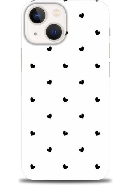 iPhone 13 Kılıf Hd Baskılı - Siyah Kalpler