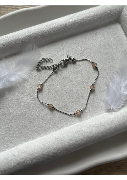 Zirkon Taşı Gümüş Kaplama Tasarım Bileklik