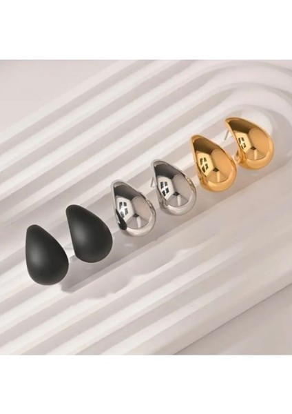 Üç Renk Damla Model Küpe Seti (Ana Malzeme Plastik, Kulak İğnesi Paslanmaz)