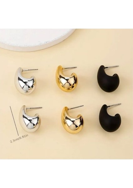 Üç Renk Damla Model Küpe Seti (Ana Malzeme Plastik, Kulak İğnesi Paslanmaz) indirimleri