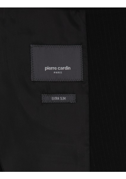 Erkek Siyah Ex. Slim Fit Çizgili Takım Elbise 50302425-VR046