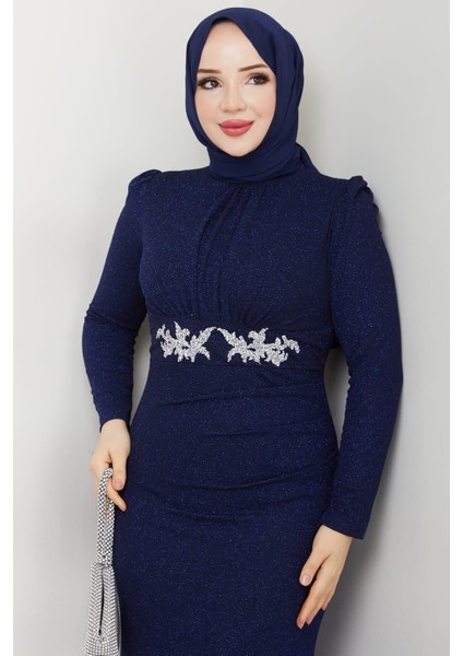 Bahar Tesettür Abiye Lacivert