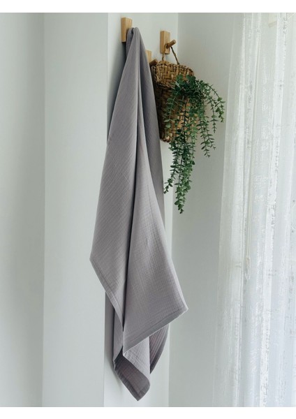 Ftbabycollection %100 Pamuk 4 Katlı Müslin Bebek Battaniyesi Gri Oeko-Tex Sertifikalı Müslin Örtü 110X120 cm