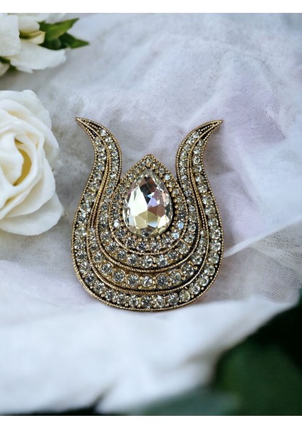 Zirkon Taşlı Lale Figür Iğneli Broş indirimleri