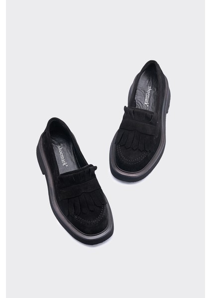 Vetra Siyah Deri Kadın Loafer