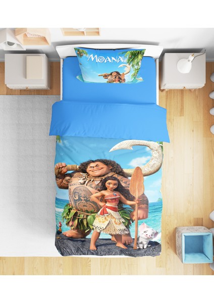 Moana Baskılı 3D Baskılı Tek Kişilik Erkek Çocuk Nevresim Takımı