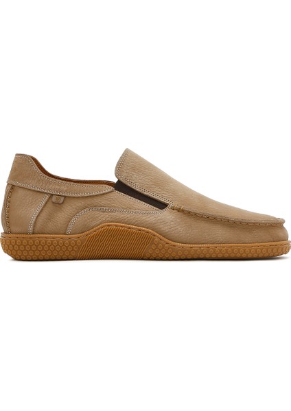 Erkek Bej Nubuk Deri Casual Loafer 25SFD8000V3