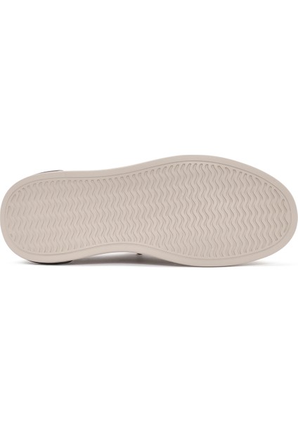 Erkek Bej Bağcıklı Desenli Kumaş Sneaker 25sfd69326f