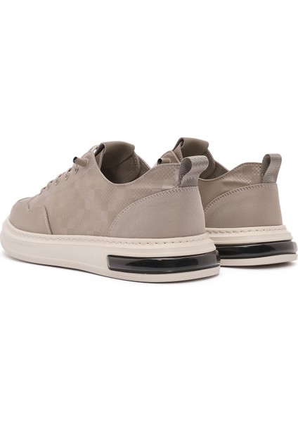 Erkek Bej Bağcıklı Desenli Kumaş Sneaker 25sfd69326f