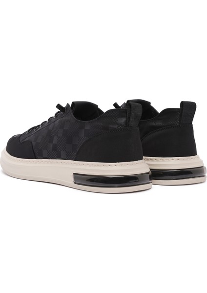 Erkek Siyah Bağcıklı Desenli Kumaş Sneaker 25sfd69326f
