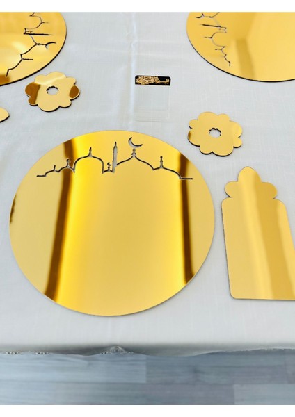 Ramazan Temalı Lüks Gold Amerikan Servis Seti,12 Kişilik Yemek Seti,hurmalık,bardak Altlığı