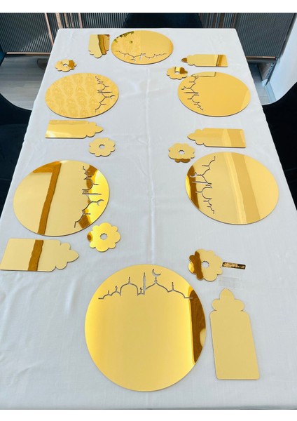 Ramazan Temalı Lüks Gold Amerikan Servis Seti,12 Kişilik Yemek Seti,hurmalık,bardak Altlığı