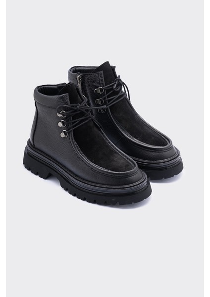 Liora Siyah Deri Bağcıklı Kadın Bot fiyatları