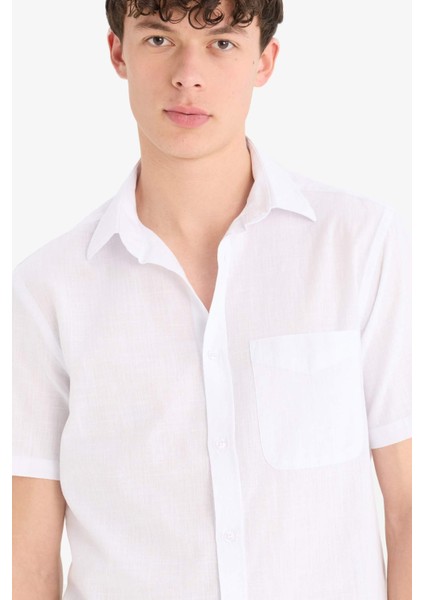 %100 Pamuk Regular Fit Polo Yaka Kısa Kollu Gömlek F0196AX25SP