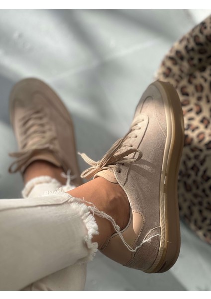 Gard Bej Süet Bağcık Detaylı Kadın Sneaker indirimleri
