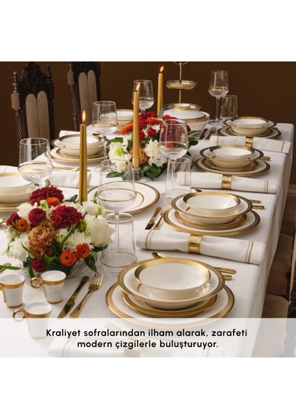 Royal Bone Charlotte Gold 55 Parça 12 Kişilik Yemek Takımı fırsatları