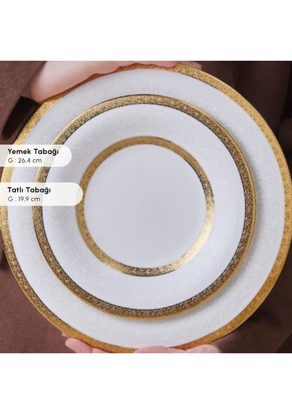 Royal Bone Charlotte Gold 55 Parça 12 Kişilik Yemek Takımı