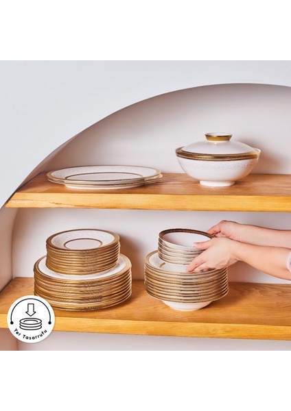 Royal Bone Charlotte Gold 55 Parça 12 Kişilik Yemek Takımı