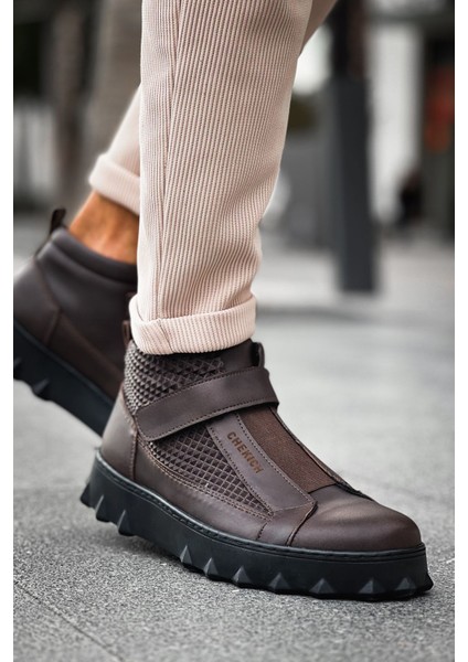 Cırtlı Erkek Sneaker Bot Kahve
