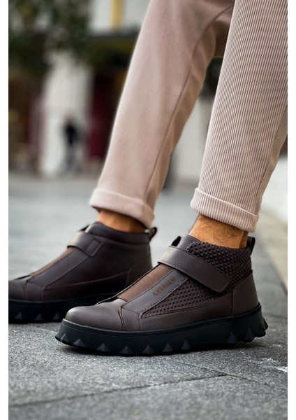 Cırtlı Erkek Sneaker Bot Kahve