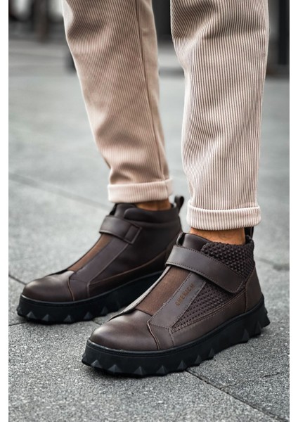 Cırtlı Erkek Sneaker Bot Kahve