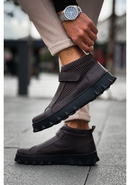 Cırtlı Erkek Sneaker Bot Kahve