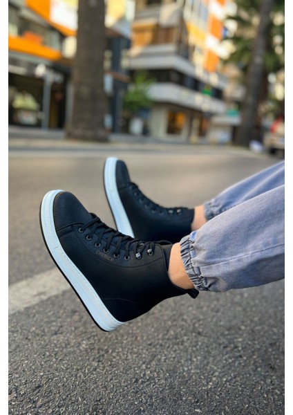 Bağcıklı Erkek Sneaker Bot Siyah