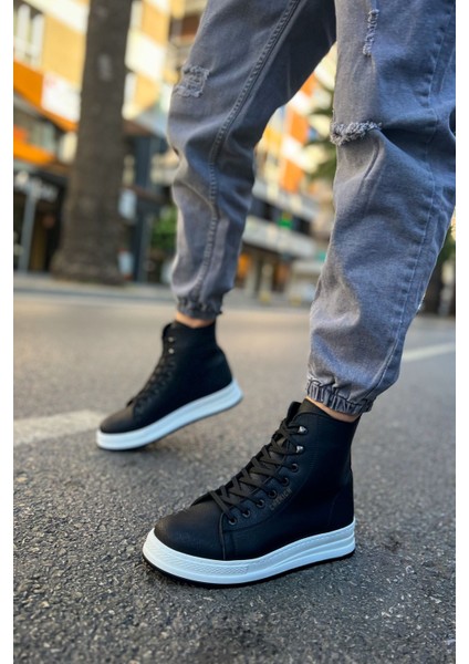 Bağcıklı Erkek Sneaker Bot Siyah