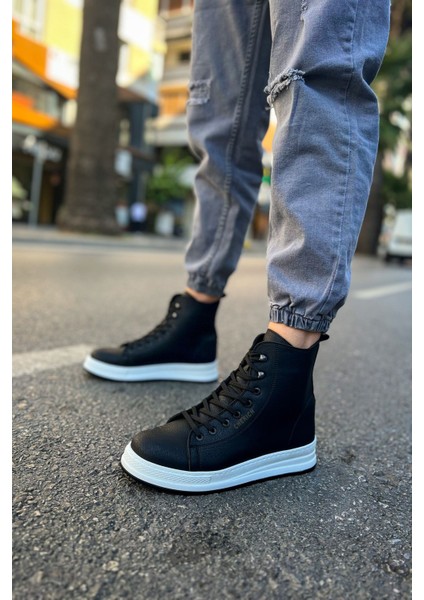 Bağcıklı Erkek Sneaker Bot Siyah