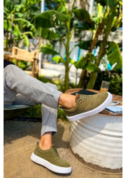 Bağcıklı Kadife Kumaş Erkek Günlük Ayakkabı Haki fiyatları