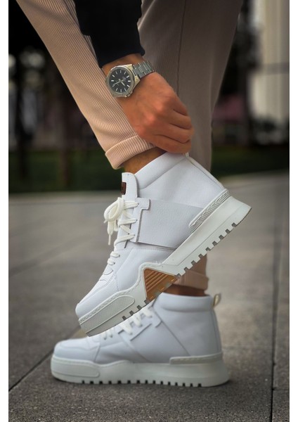Bağcıklı Erkek Sneaker Bot Beyaz Beyaz