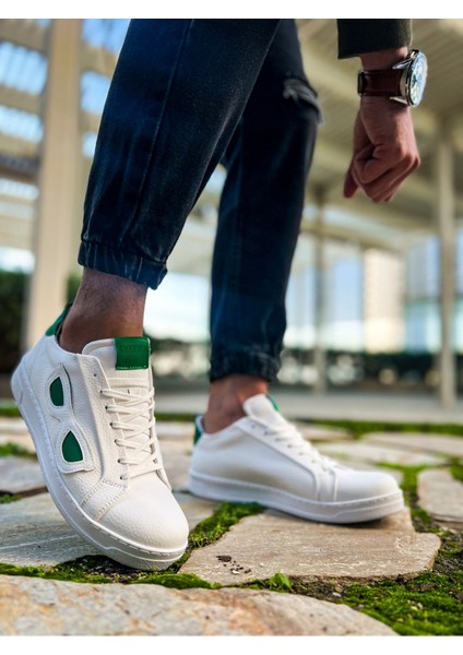 Bağcıklı Erkek Spor Ayakkabı Beyaz Yeşil modelleri