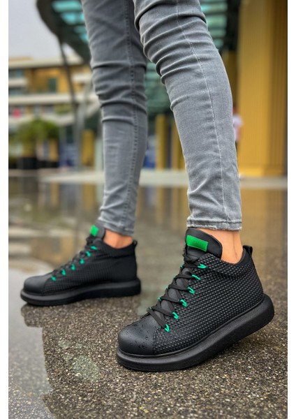 Bağcıklı Erkek Sneaker Bot Siyah Yeşil fiyatları