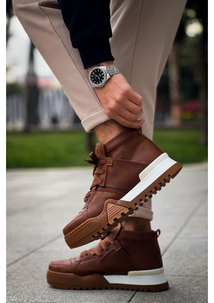 Bağcıklı Erkek Sneaker Bot Taba