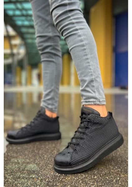 Bağcıklı Erkek Sneaker Bot Siyah Siyah modelleri