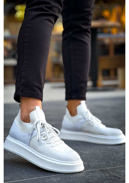 Bağcık Detaylı Triko Kumaş Erkek Spor Ayakkabı Beyaz fiyatları