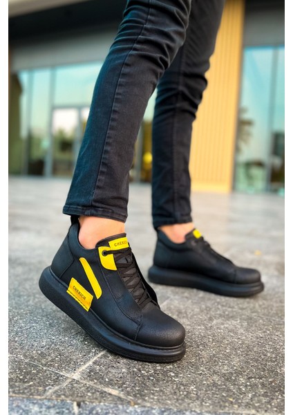 Bağcıklı Erkek Sneaker Bot Siyah Sarı fiyatları