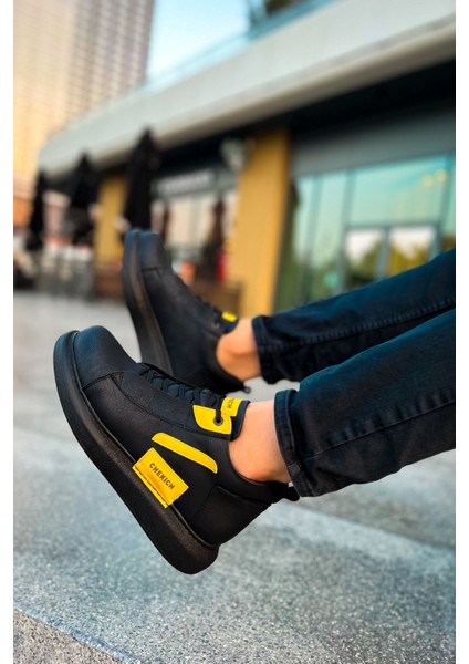 Bağcıklı Erkek Sneaker Bot Siyah Sarı fırsatları