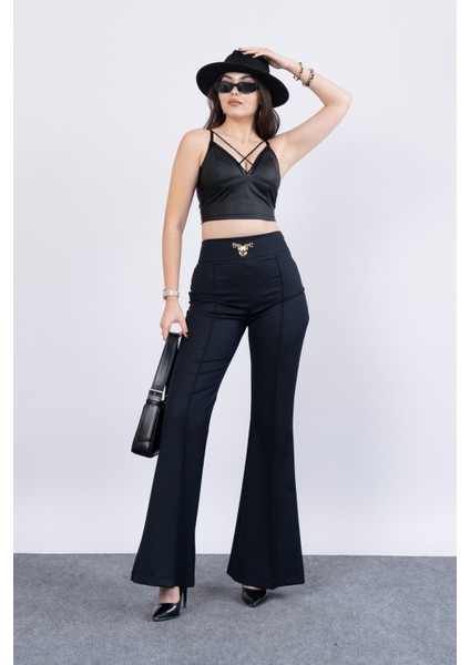 Korsaj Detaylı Ispanyol Paça Pantolon 30214