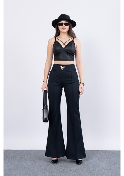 Korsaj Detaylı Ispanyol Paça Pantolon 30214 fırsatları