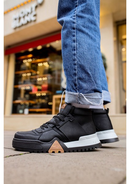 Bağcıklı Erkek Sneaker Bot Siyah Siyah