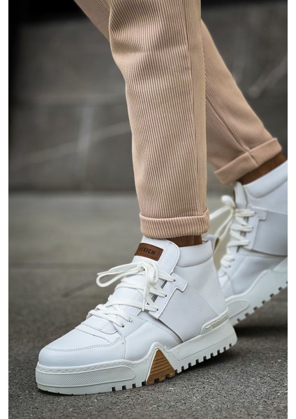 Bağcıklı Erkek Sneaker Bot Beyaz Beyaz modelleri