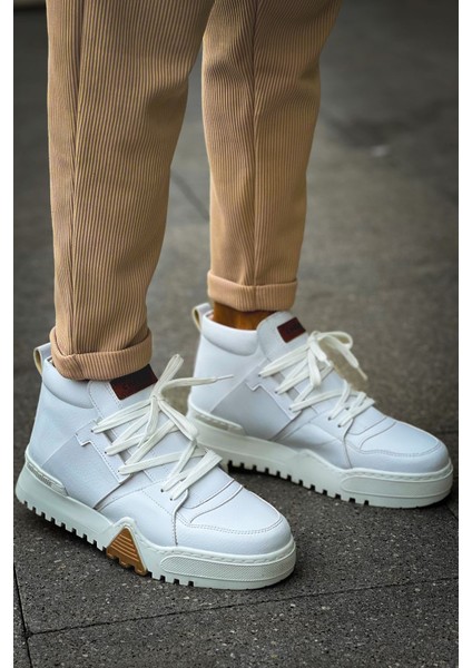 Bağcıklı Erkek Sneaker Bot Beyaz Beyaz fırsatları