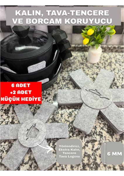 Kalın Tencere,tava & Borcam Koruyucu Çizdirmez Elyaf Keçe 6'lı Set 30X30 cm Tava Koruyucu Çizdirmez