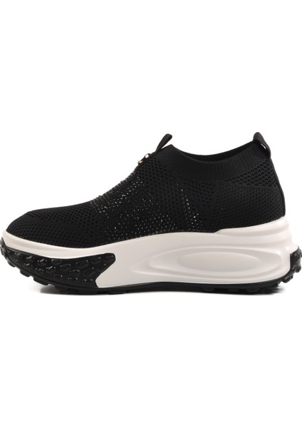 Siyah Tekstil Taşlı Kadın Sneaker