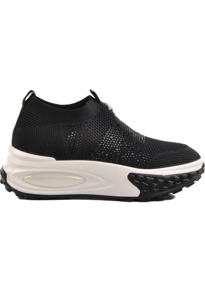 Siyah Tekstil Taşlı Kadın Sneaker